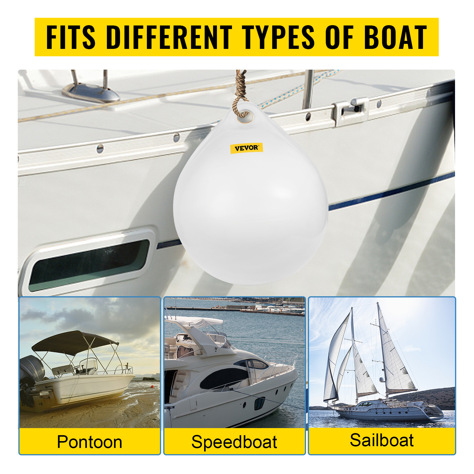 VEVOR Boat Buoy Balls, 15 Diameter Inflatable Heavy-Duty Marine-Grade PVC Marker  Buoys, Round Boat Mooring Buoys, Anchoring, Rafting, Marking, Fishing, Red  : : Sports & Outdoors