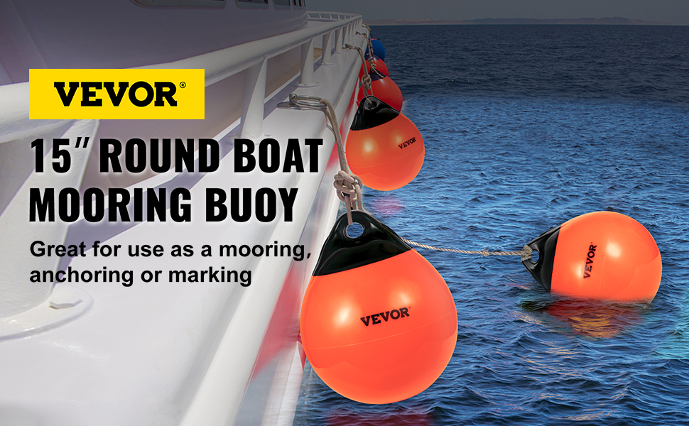 VEVOR Boat Buoy Balls, 15 Diameter Inflatable Heavy-Duty Marine-Grade PVC  Marker Buoys, Round Boat Mooring Buoys, Anchoring, Rafting, Marking