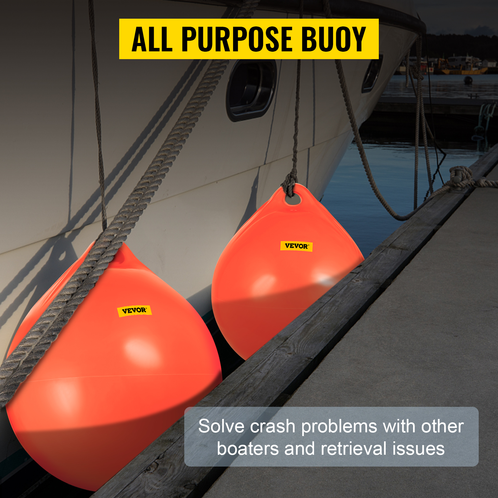 VEVOR Boat Buoy Ball, 27 Diameter Inflatable Heavy-Duty Marine-Grade Vinyl Marker  Buoy, Round Boat Mooring Buoy, Anchoring, Rafting, Marking, Fishing, Orange