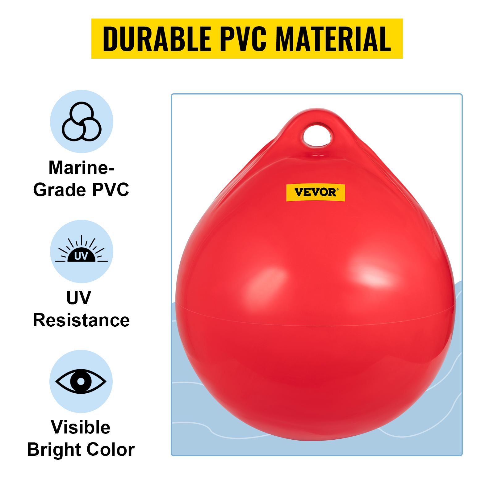 Vevor Boat Buoy Ball 21 Diameter Inflatable Heavy Duty Marine Grade