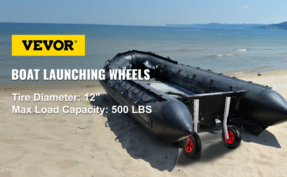 Boat launching wheels,31 cm,227 kg load capacity