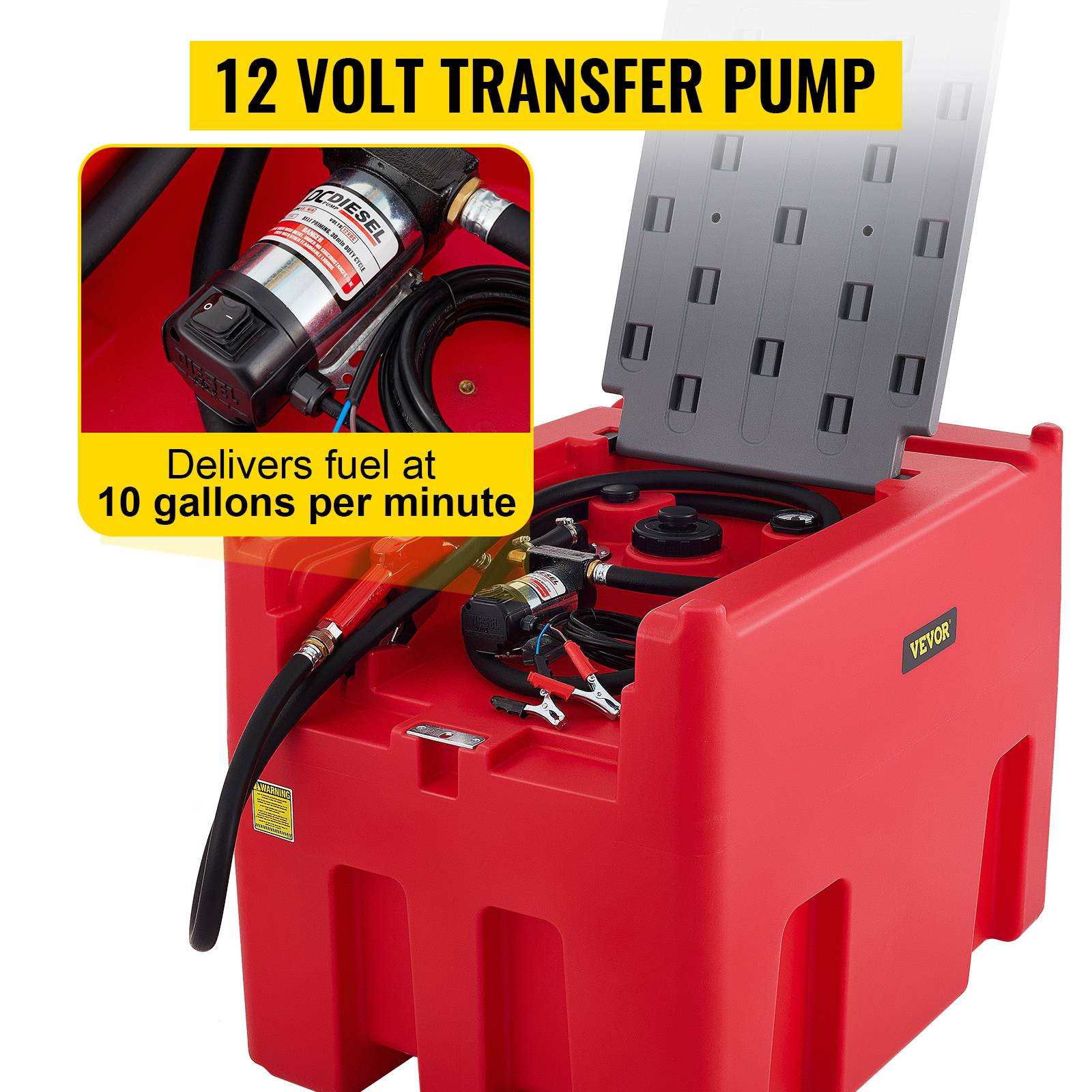 Diesel Transfer Tank 116 Gallon, with 10.6 GPM Fast Flow Rate 12V DC  Transfer Pump,19.7 ft Power Cord Portable Diesel Tank for Easy Fuel