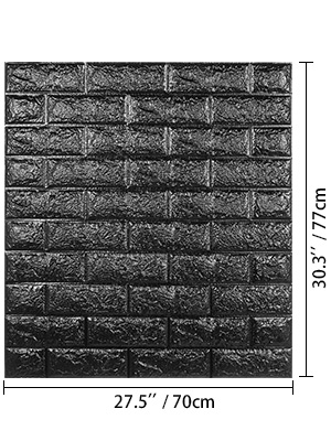 2pcs Black 13.8*15inch 3d Simulation Foam Bricks Wall Stickers