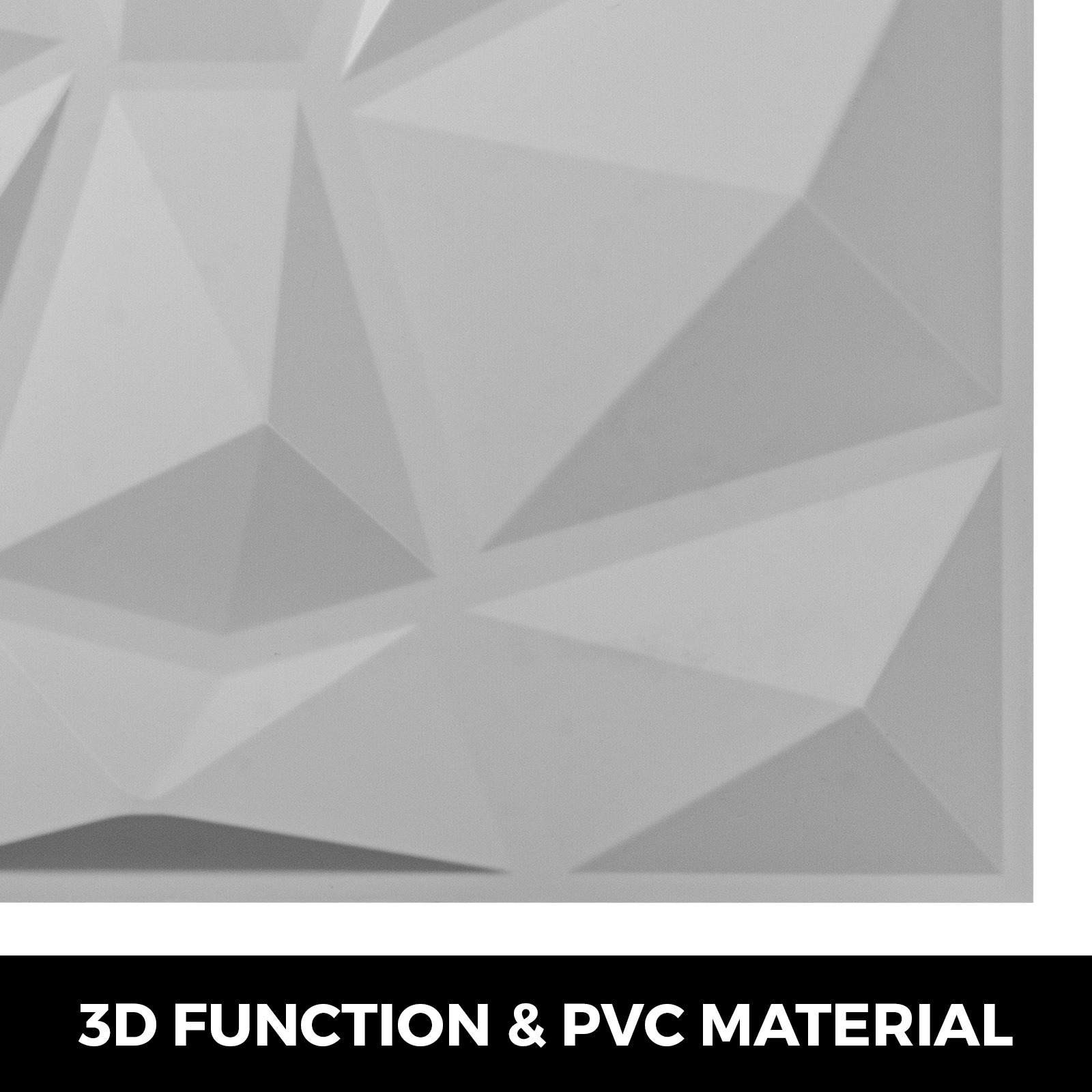 Modern, szögletes kivitelű geometrikus VEVOR 3D falpanelek szürke PVC anyagból.