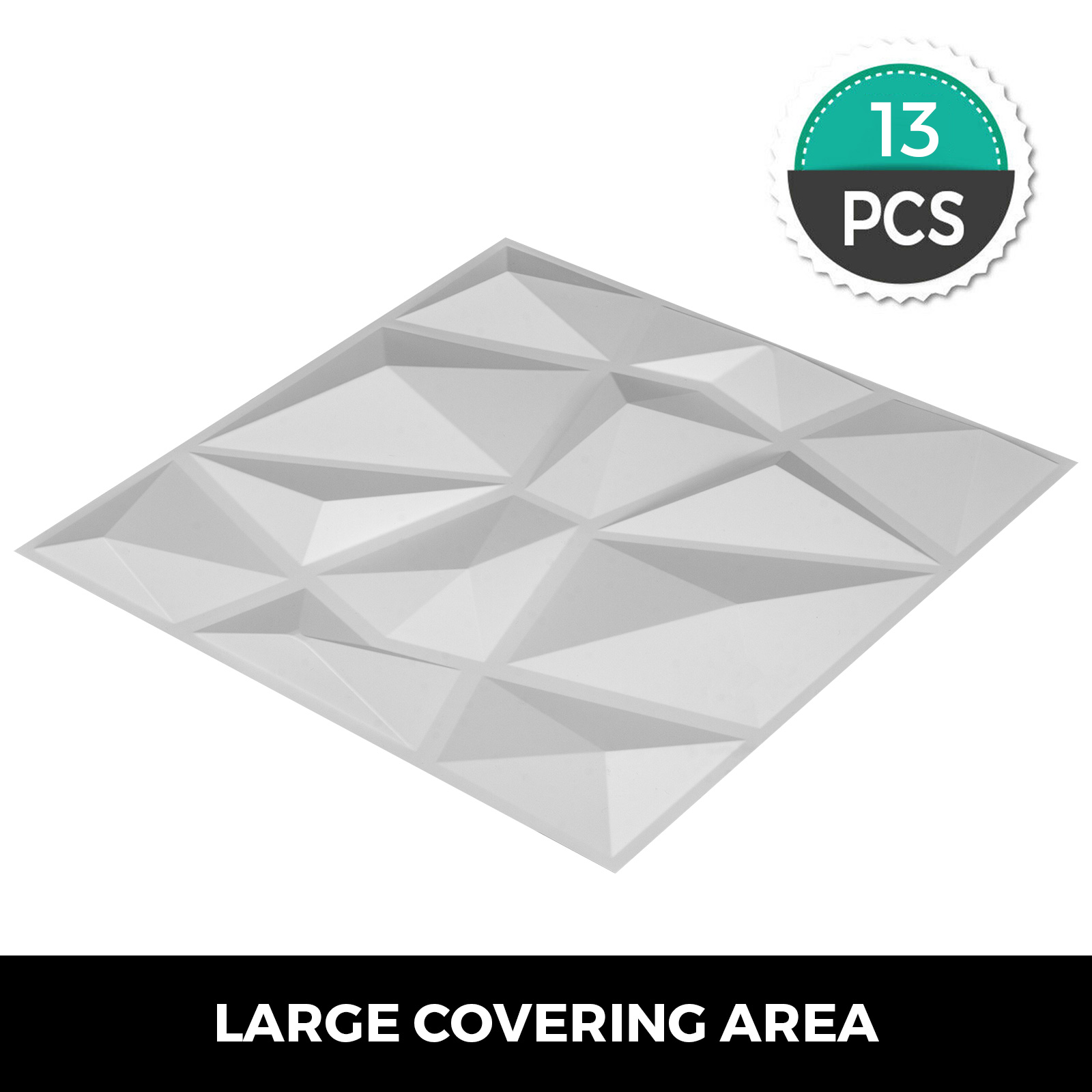 VEVOR Paquete de 13 VEVOR de 19.7 x 19.7 pulgadas, paneles ondulados de PVC  3D de color blanco diamante para decoración de pared interior, azulejos de  pared 3D texturizados, 32 pies cuadrados