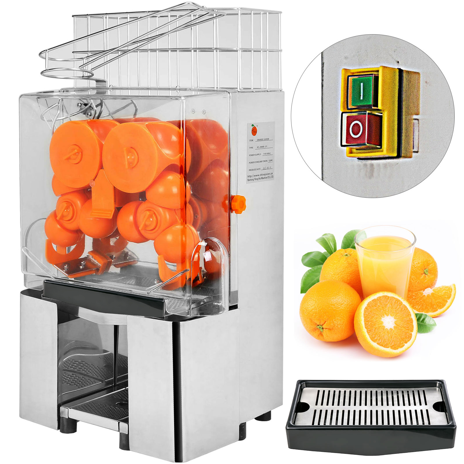 VEVOR Exprimidor Naranja 120W Máquina Automática Comercial Naranja