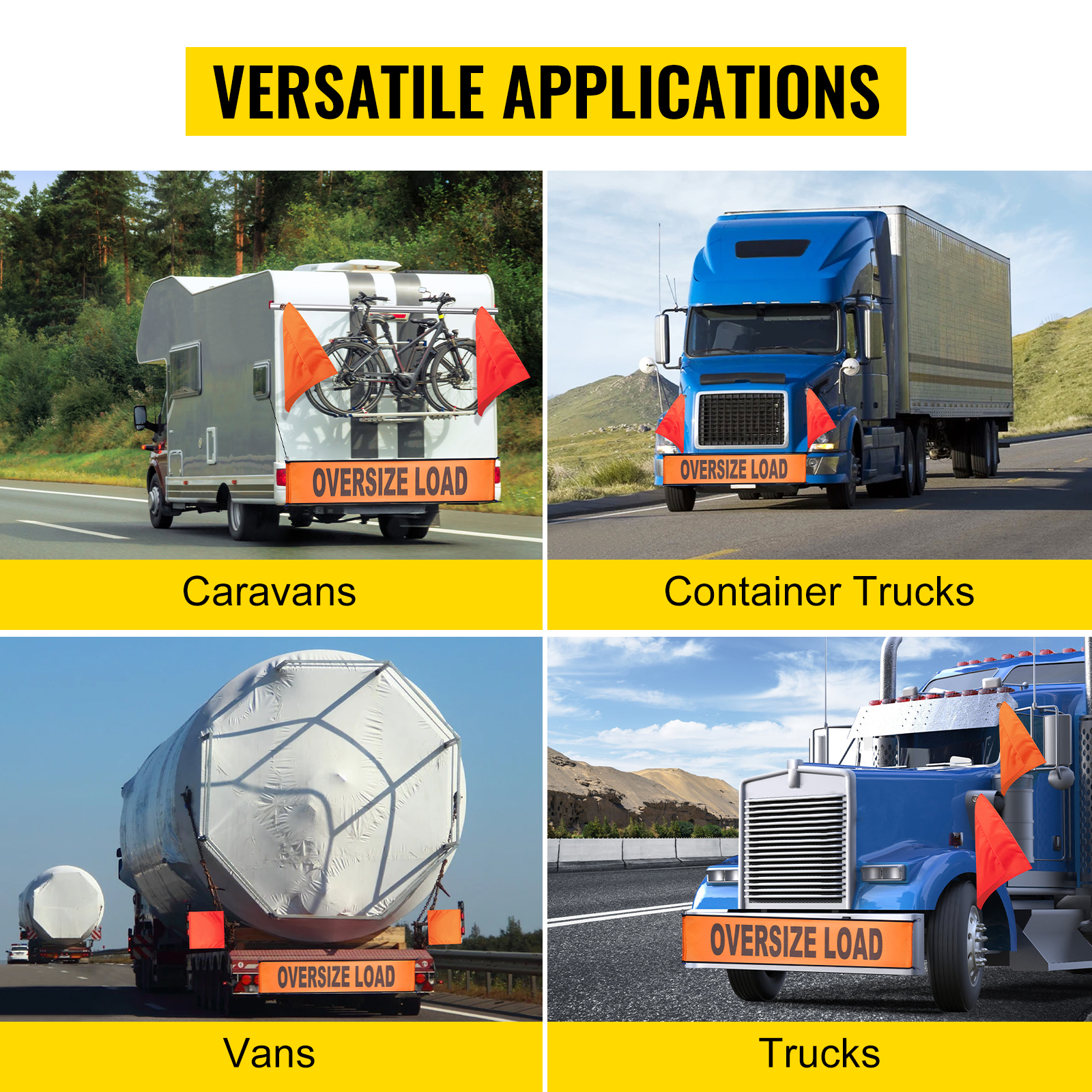 VEVOR Oversized Load Banner, 18" Width Oversize Banner, 84" Length