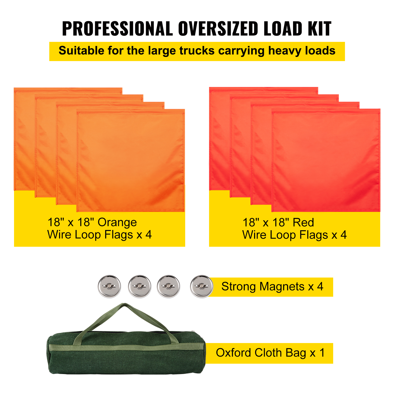 VEVOR LARGE OVERSIZE Load Flags Oversize Load Banners Kit 18 x