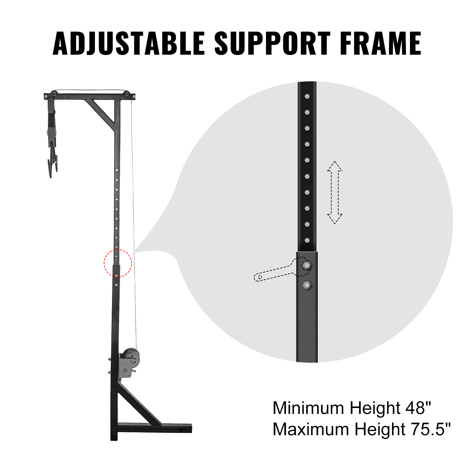 VEVOR Hitch Mounted Deer Hoist, 300lbs Capacity Hitch Game Hoist, 2'' Truck Hitch Deer Hoist with Winch Lift and Gambrel Set, Adjustable Height, Heavy Duty Steel Mounted Hanger for Hunting, Loading