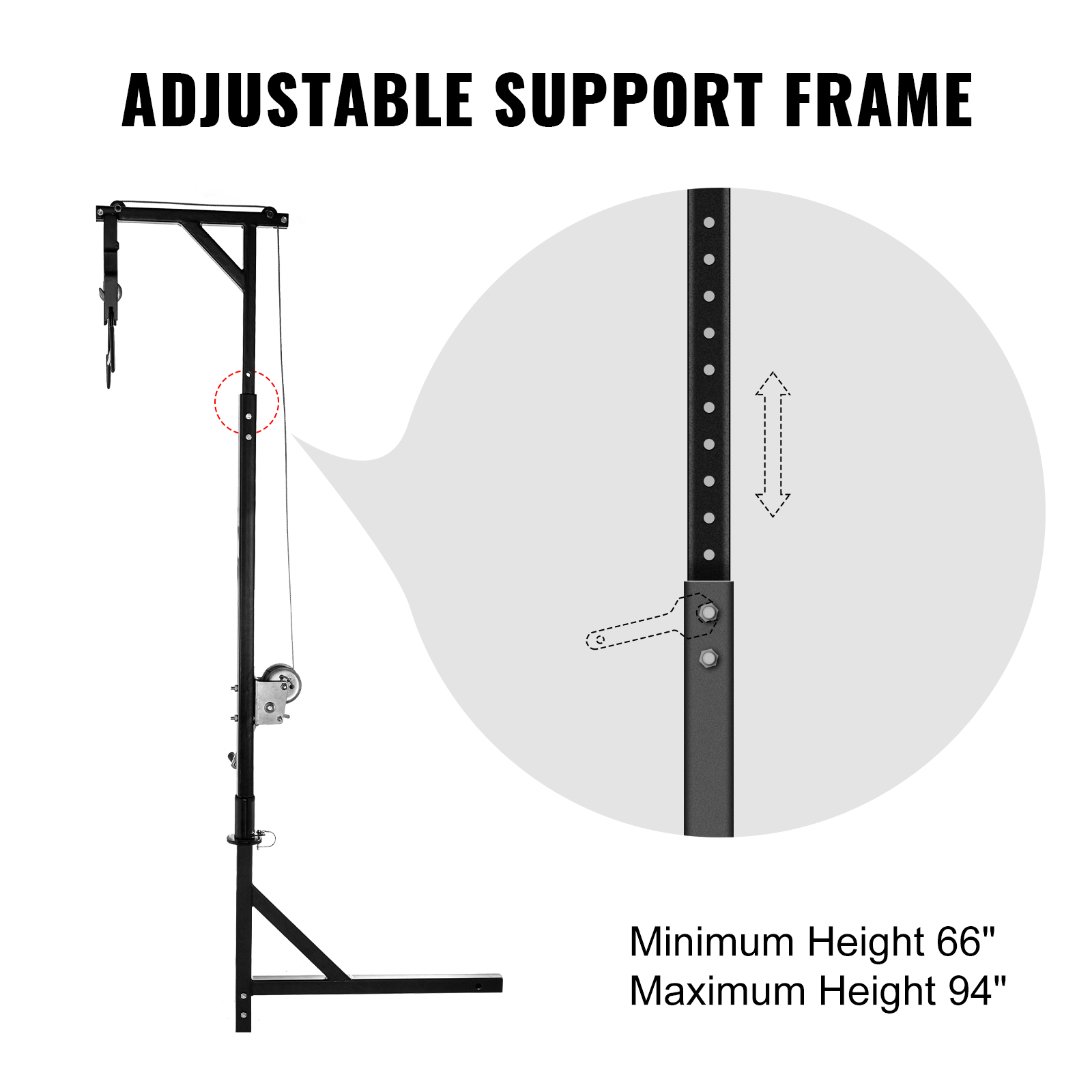 VEVOR Hitch Mounted Deer Hoist, 400lbs Capacity Hitch Game Hoist, 2'' Truck Hitch Deer Hoist with Winch Lift and Gambrel Set, Adjustable Height, Heavy Duty Steel Mounted Hanger for Hunting, Loading