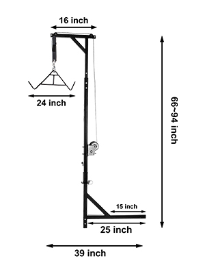VEVOR Hitch Mounted Deer Hoist, 500lbs Capacity Hitch Game Hoist, 2'' Truck Hitch Deer Hoist with Winch Lift and Gambrel Set, Adjustable Height, Heavy Duty Steel Mounted Hanger for Hunting, Loading