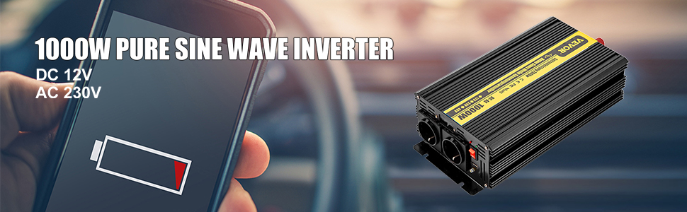 VEVOR Pure Sine Wave Inverter Power Inverter 1000 Watt DC 12V AC