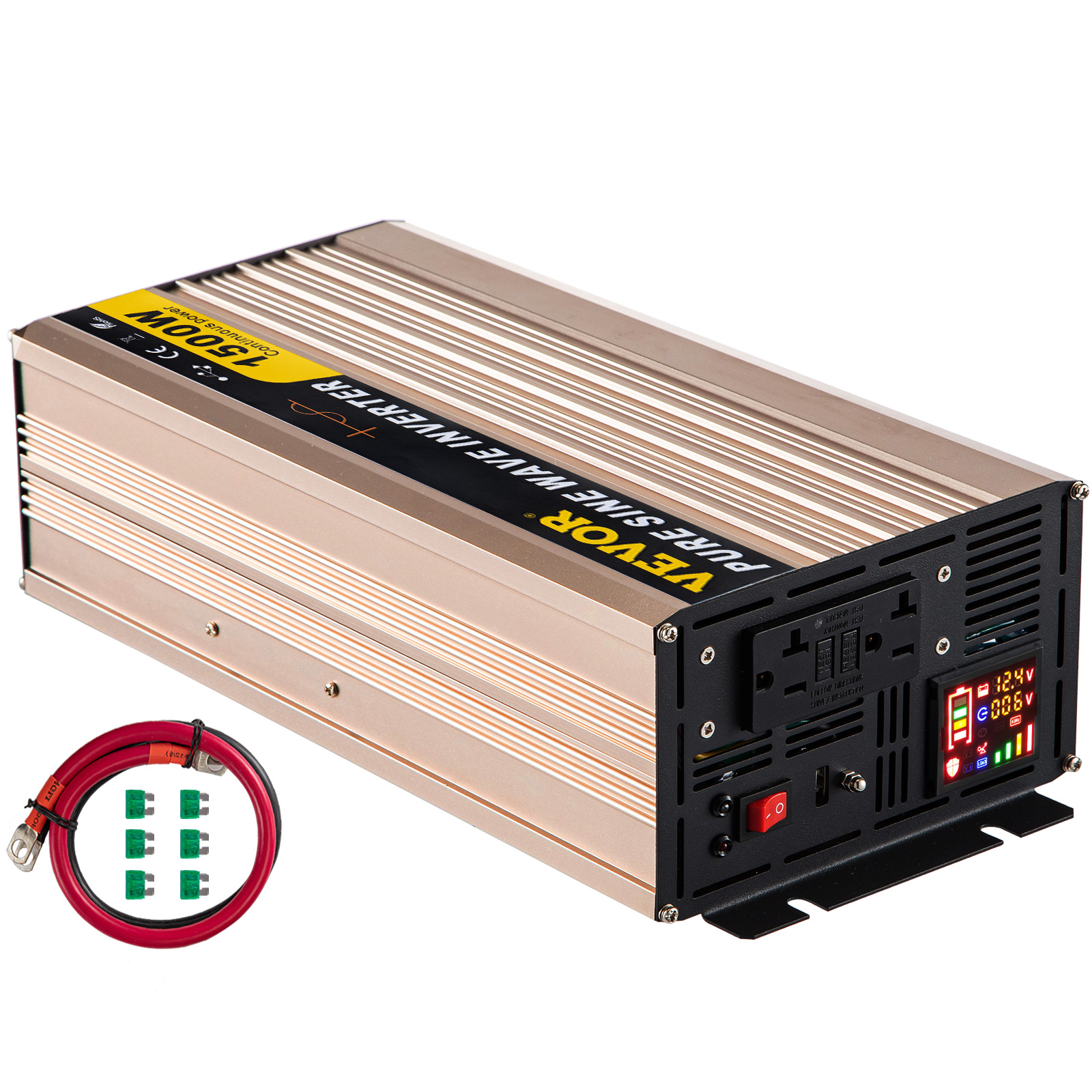 76%OFF!】 ショップグリーン インポート1500W Pure Sine Wave Power Inverter DC 12v to AC  110V-120V with Remote Cont