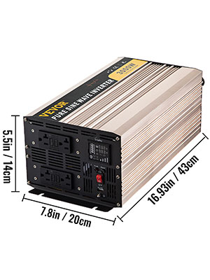 Inversor de onda sinusoidal pura de 1500 W, 12 V a 110 V, 3000 W,  convertidor de potencia máxima de CC a CA con pantalla LCD, salidas de CA  dobles