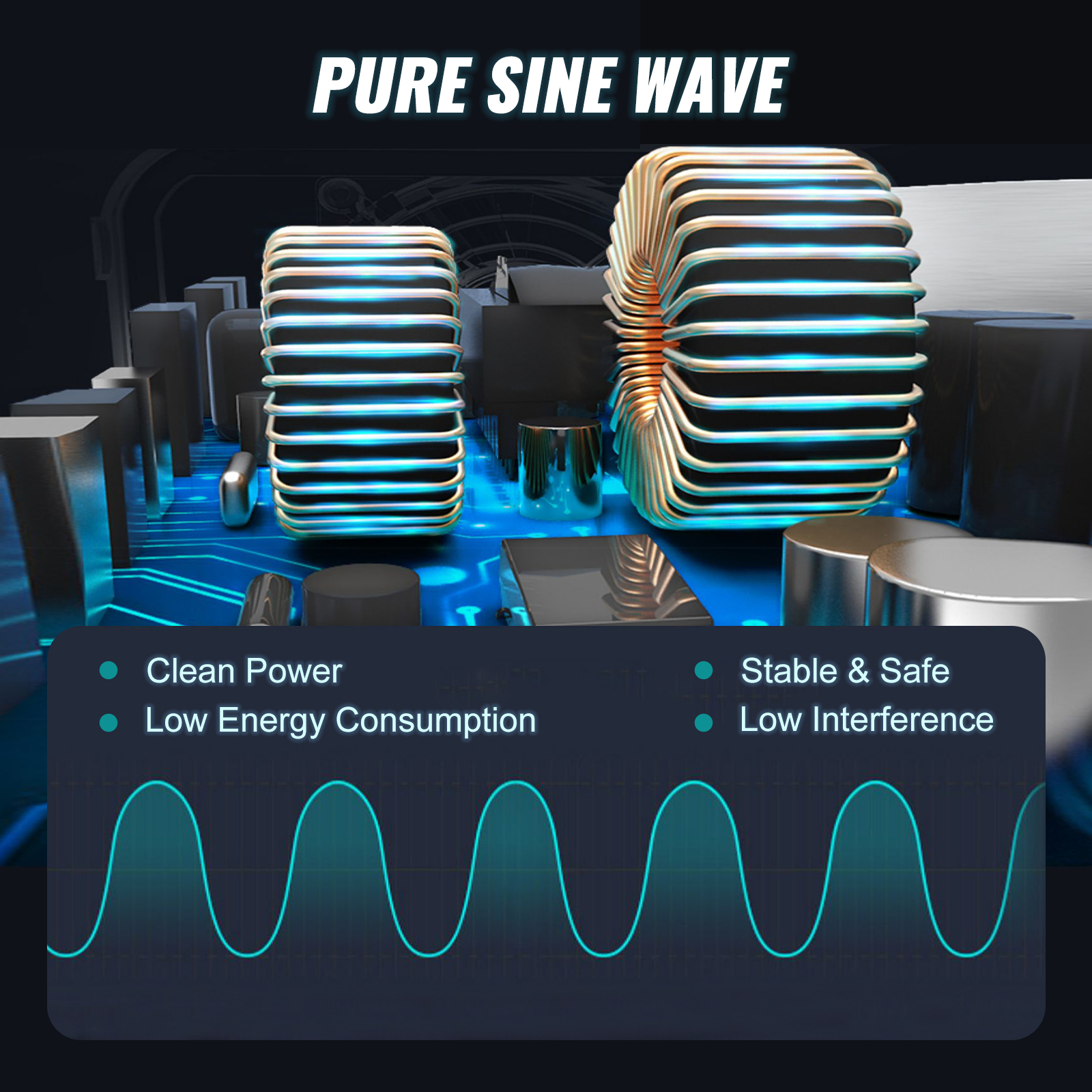 VEVOR Pure Sine Wave Inverter 3500 Watt Power Inverter, DC 12V to AC 120V  Car Inverter,