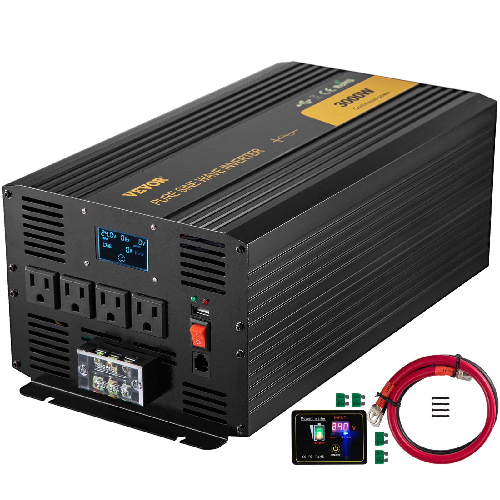 3500W Power Inverter,Pure Sine Wave,DC24V to AC120V