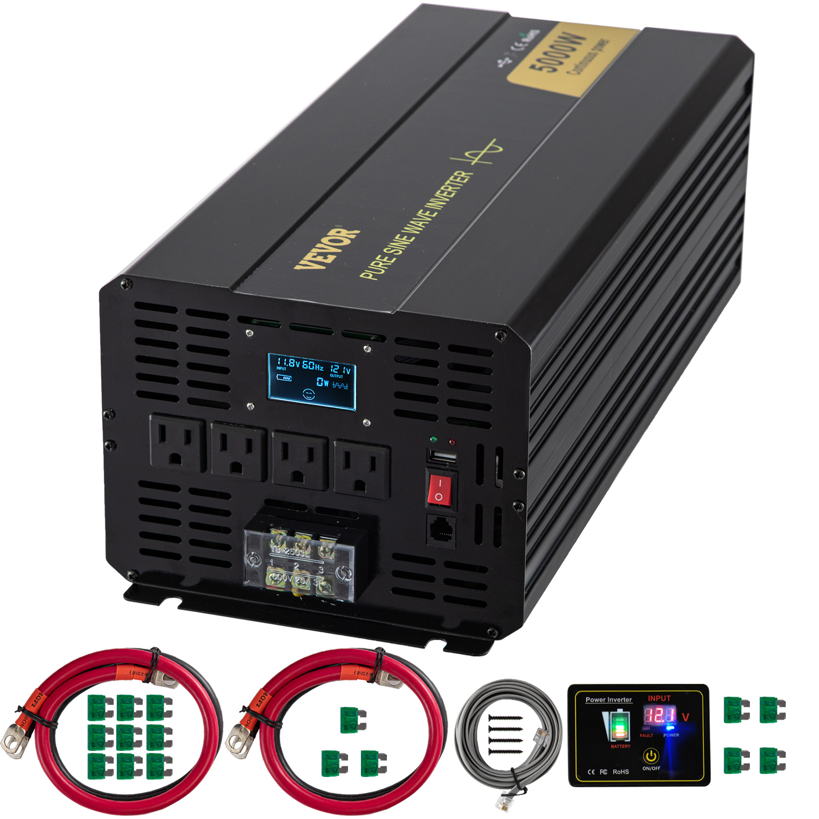 3500W Power Inverter,Pure Sine Wave,DC24V to AC120V