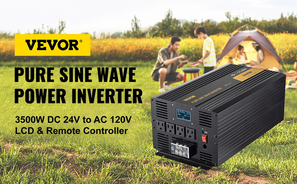 VEVOR Pure Sine Wave Inverter, 3500 Watt Power Inverter, DC 24V to