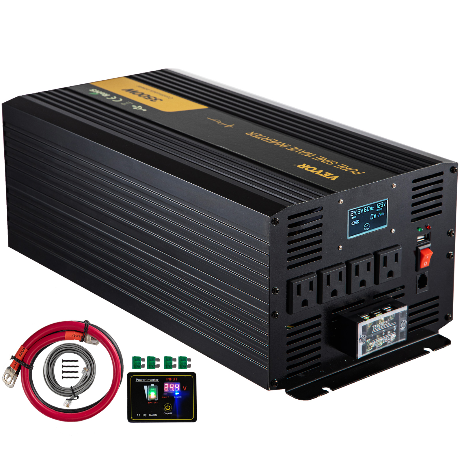 5000 Watt Pure Sine Wave Power Inverter, 24V DC to 220V AC