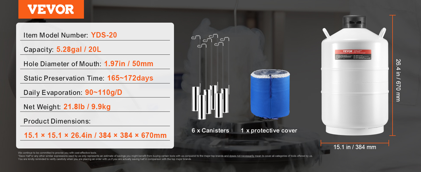 Liquid Nitrogen Tank,Aluminum Alloy,20 L