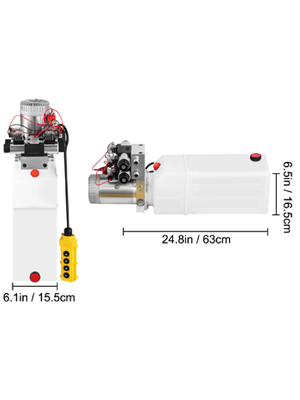 8L 12V DC Double Acting Double Solenoid Hydraulic Power Pack Tank ZZ004235