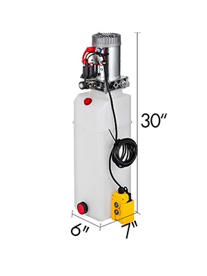 12V DC Single Acting Hydraulic Pump - 3200 PSI, 12 Quart Reservoir For Dump Trailers & Lifts