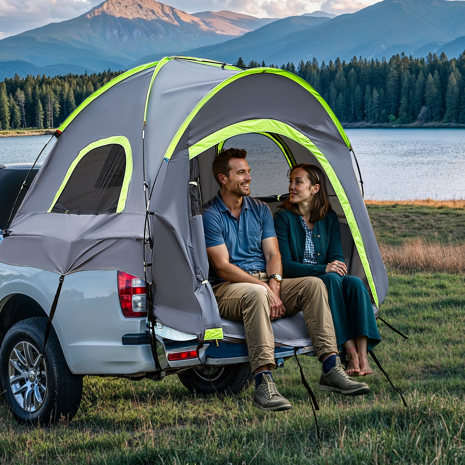 Outdoor Pickup Truck Bed Camping Tent 5.0-5.2/5.5-6.0/6.4-6.7 ft for 2-3 Person - Picture 44 of 48