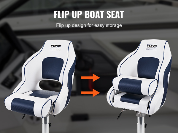  VEVOR Boat Seat, 18.9 Low Back Boat Seat, Folding Boat Chair  with Thickened Sponge Padding and Hinge, Fold-Down Boat Captain Chair for Fishing  Boat, Sightseeing Boat, Speedboat, Canoe, 1-Piece 