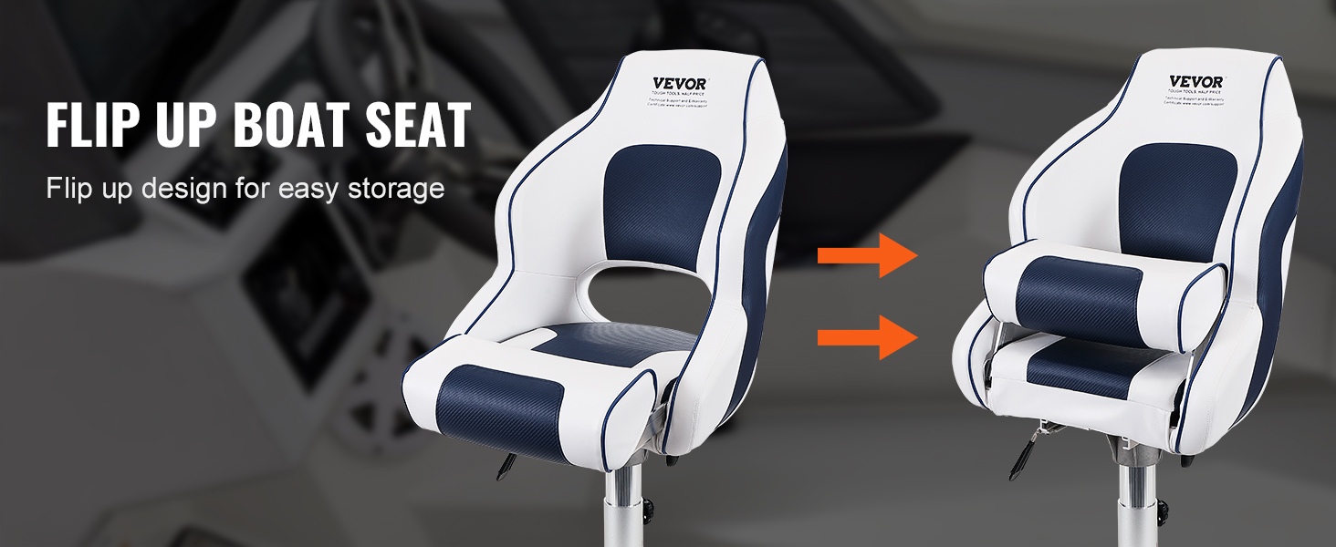 VEVOR Captain Bucket Seat, Pontoon Boat Seat with Thickened Sponge Padding,  Boat Captain Chair for Fishing Boat, Sightseeing Boat, Speedboat, Canoe