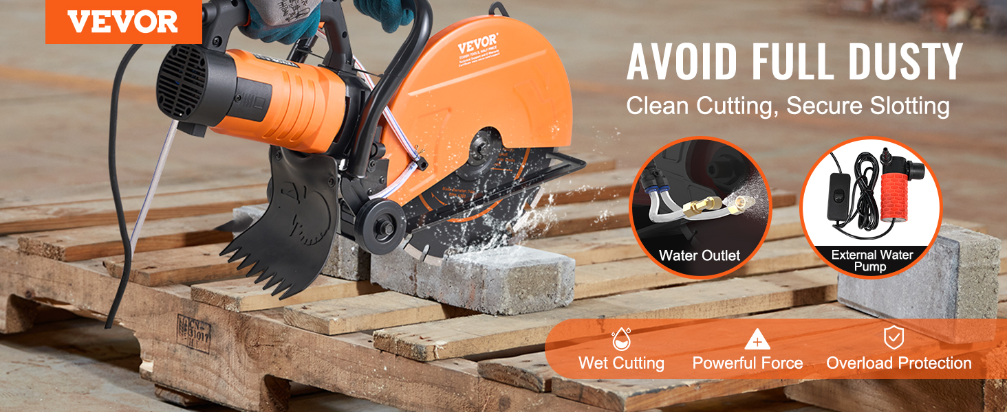 VEVOR Electric Concrete Saw, 12 in, 1800 W 15 A Motor Circular Saw Cutter  with Max.