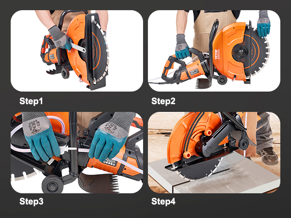 VEVOR Electric Concrete Saw, in Circular Saw Cutter with 3.5 in Cutting Depth, Wet Dry Disk Saw Cutter Includes Water Line, Pump and Blade, for Ston - 1