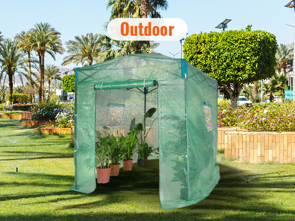  VEVOR Pop Up Greenhouse, 8 x 6 x 7.5 ft Pop-up Green House,  Set Up in Minutes, High Strength PE Cover with Doors & Windows and  Powder-Coated Steel Frame, Suitable