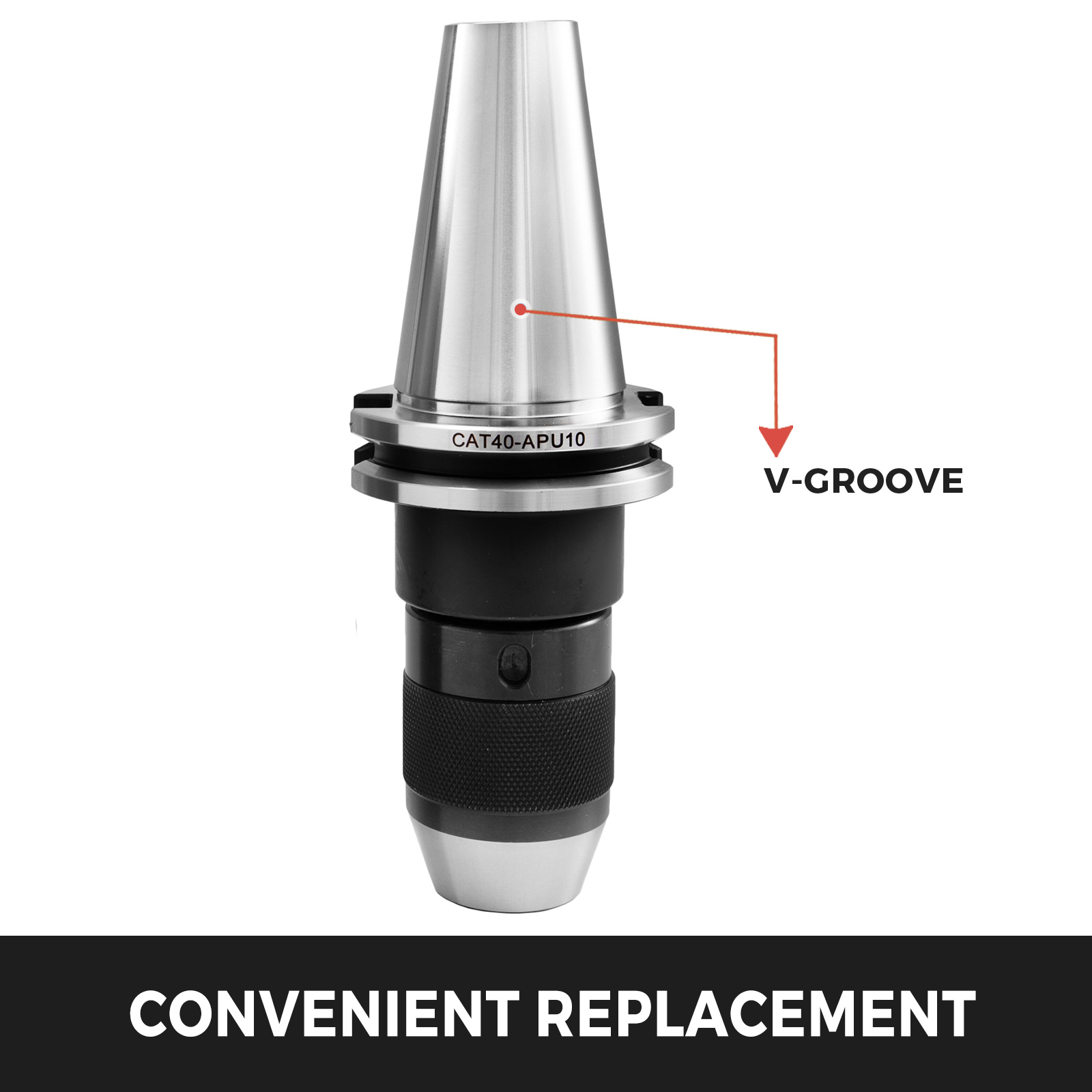 VEVOR 2pcs Cat40 Apu10 Cnc Integral Keyless Drill Chucks 3/8" Tir