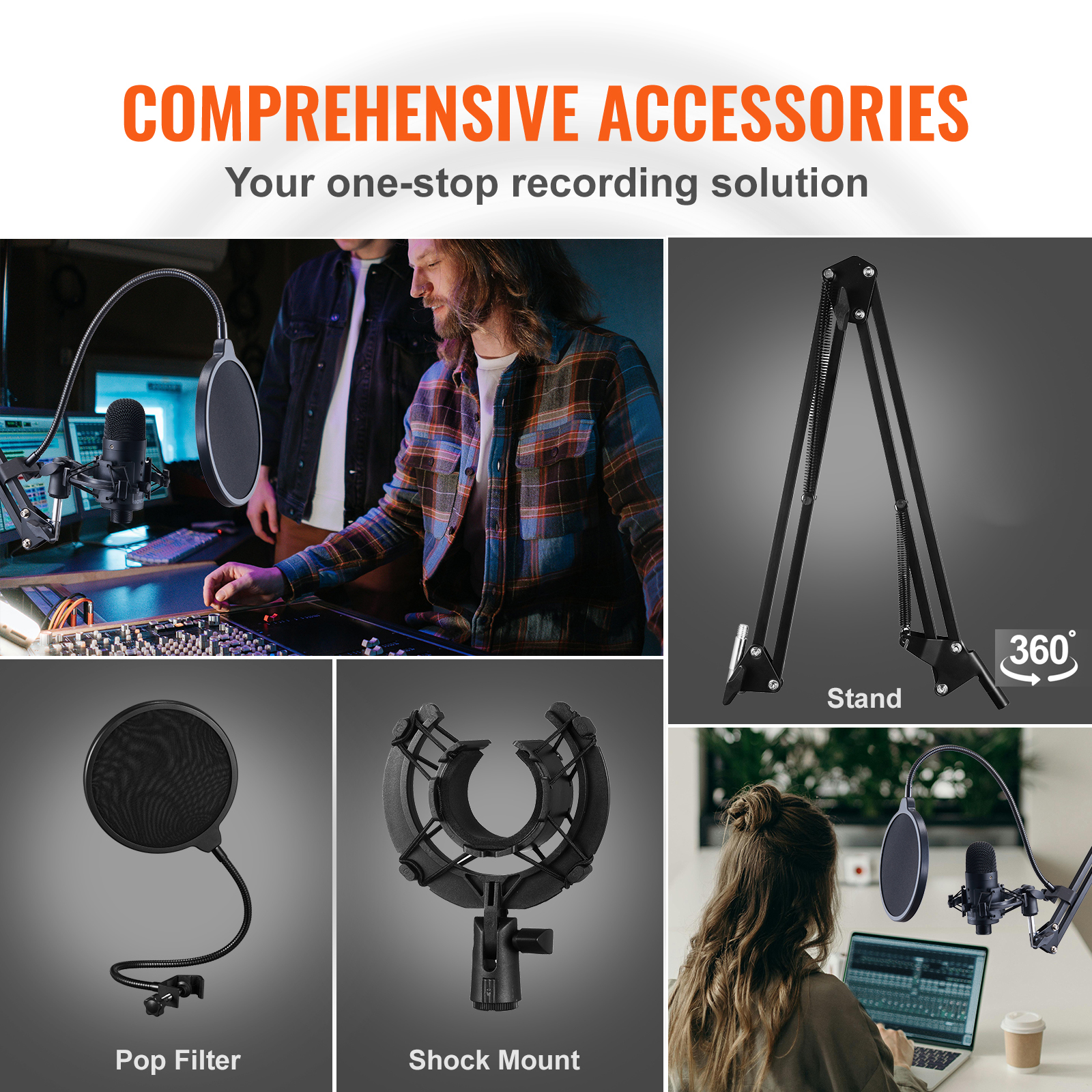 VEVOR Microphone Isolation Ball High-Density Foam with Dual-Layered Pop Filter - Picture 79 of 86