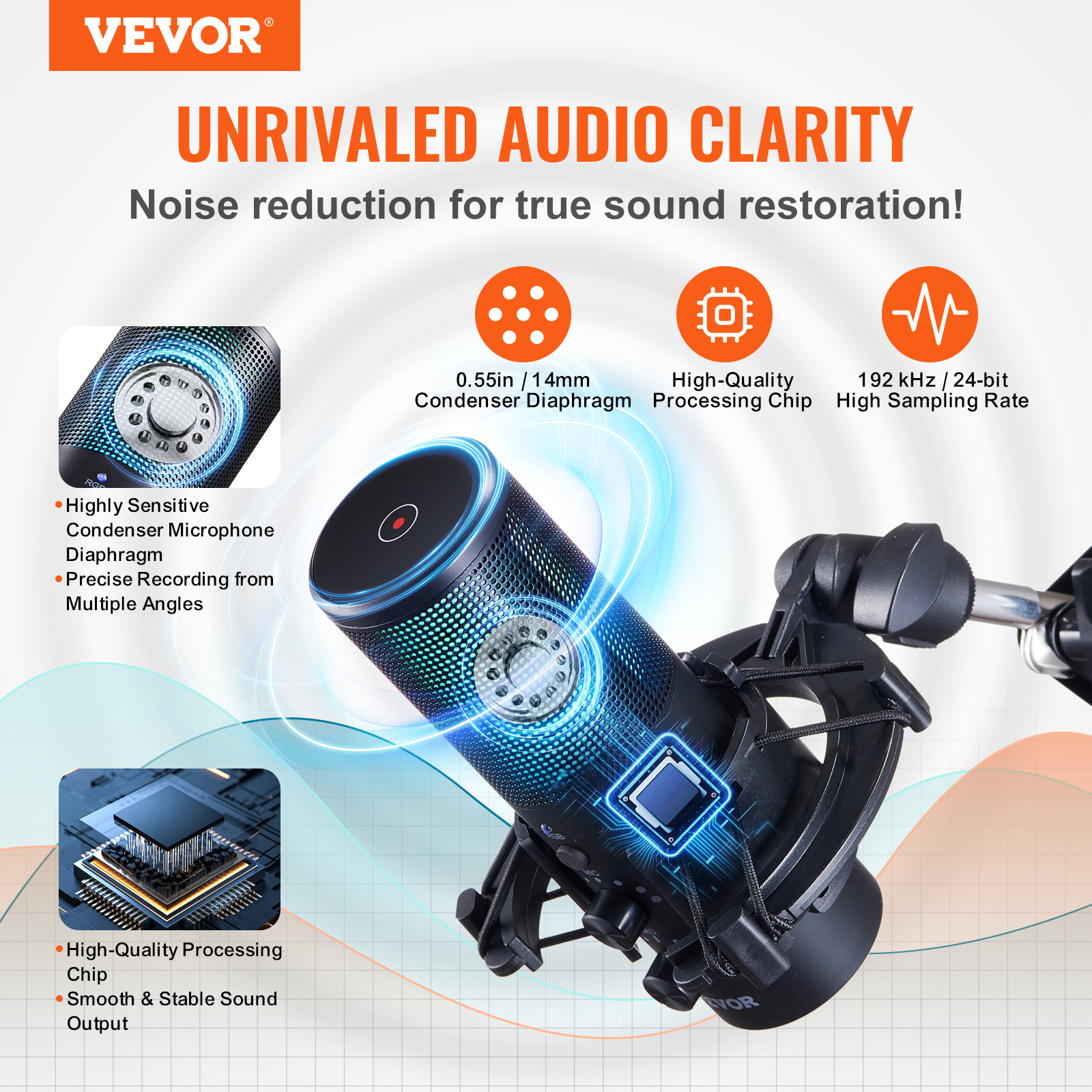 VEVOR Microphone Isolation Ball High-Density Foam with Dual-Layered Pop Filter - Picture 64 of 86