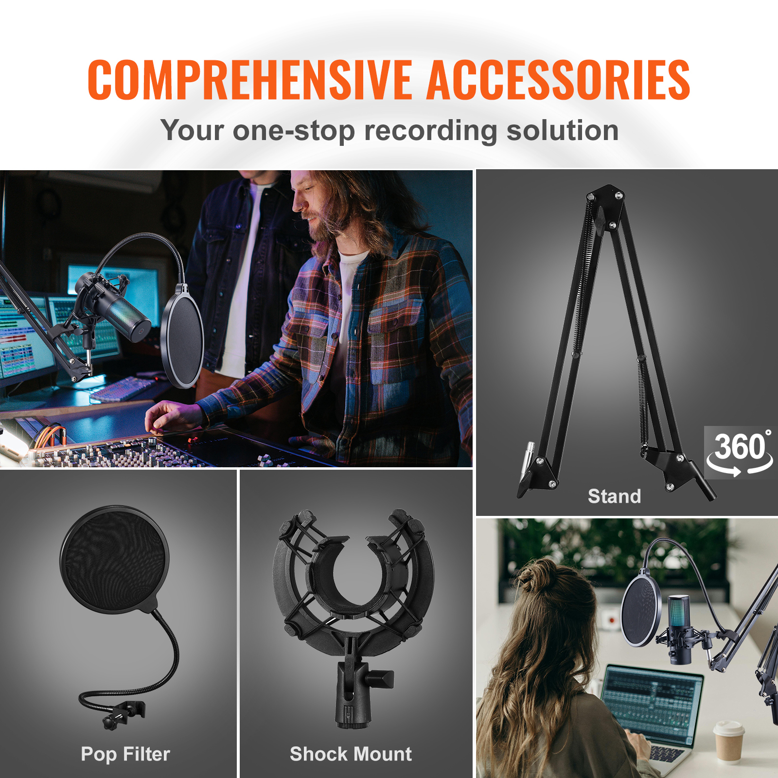 VEVOR Microphone Isolation Ball High-Density Foam with Dual-Layered Pop Filter - Picture 68 of 86