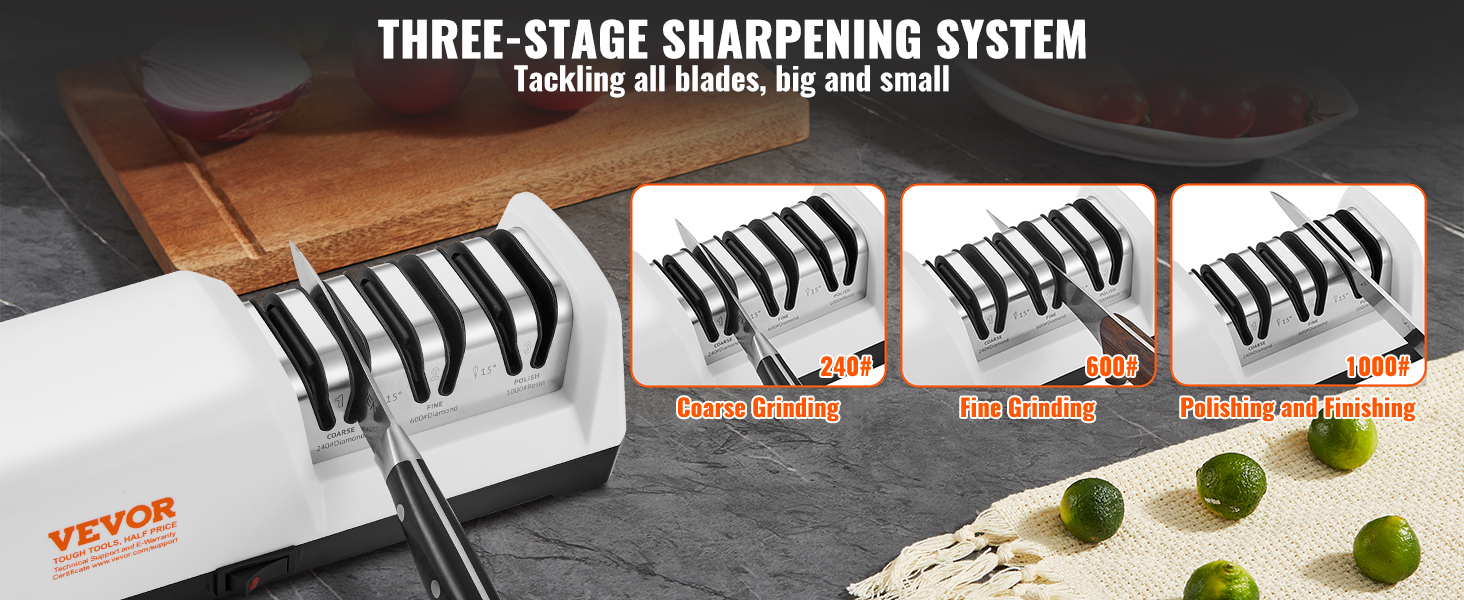VEVOR Electric Knife Sharpener, 3 Stages Kitchen Knife Sharpener