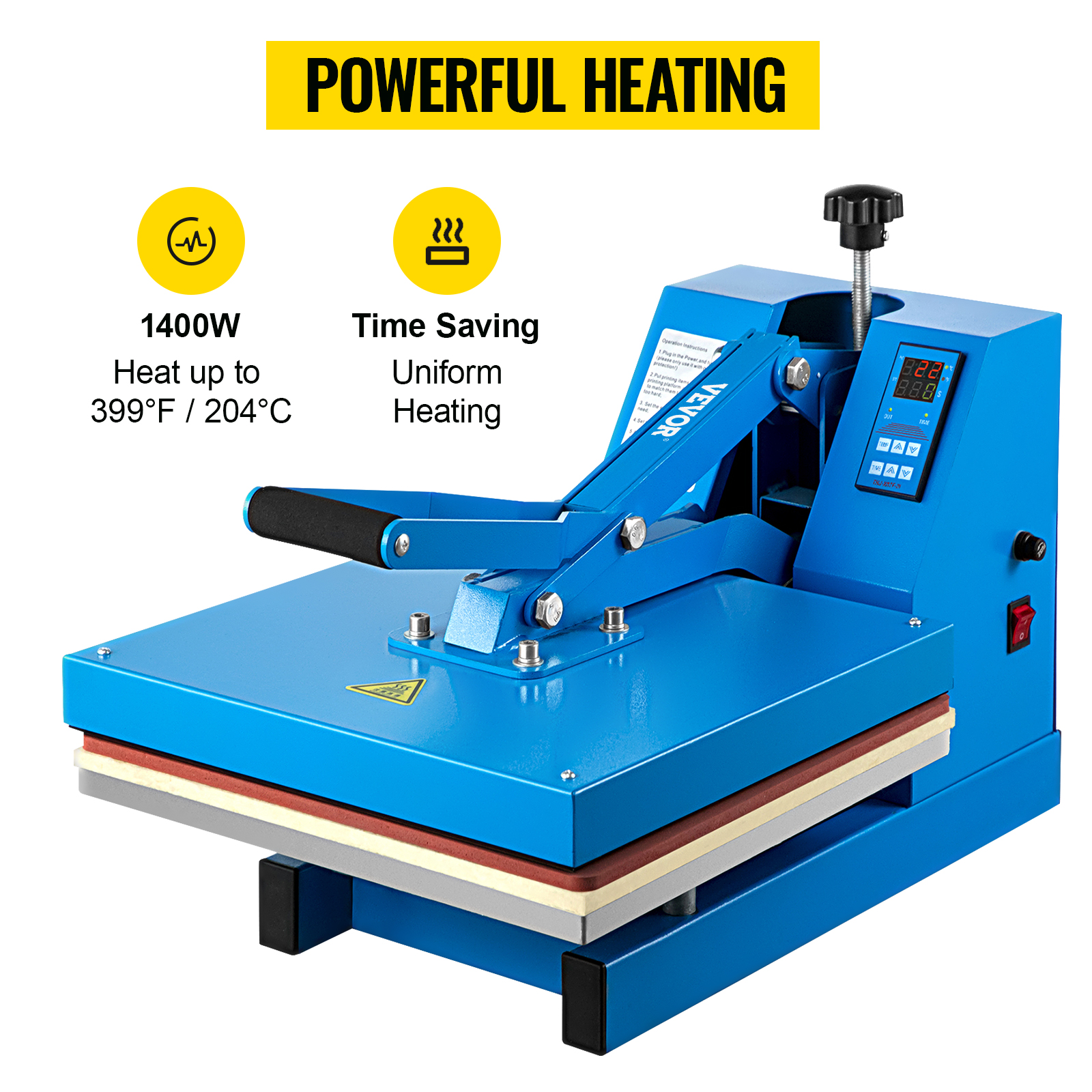 VEVOR Heat Press, 15x15 Power Heat Press Machine, Fast Heating, High  Pressure Heat Press Machine for T-Shirt, Digital Industrial Sublimation  Printer