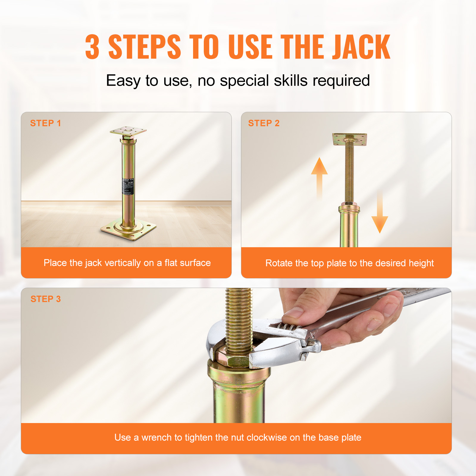 Uimoso Adjustable Floor Jack Post for House Leveling, Height Range 30.48-254 cm