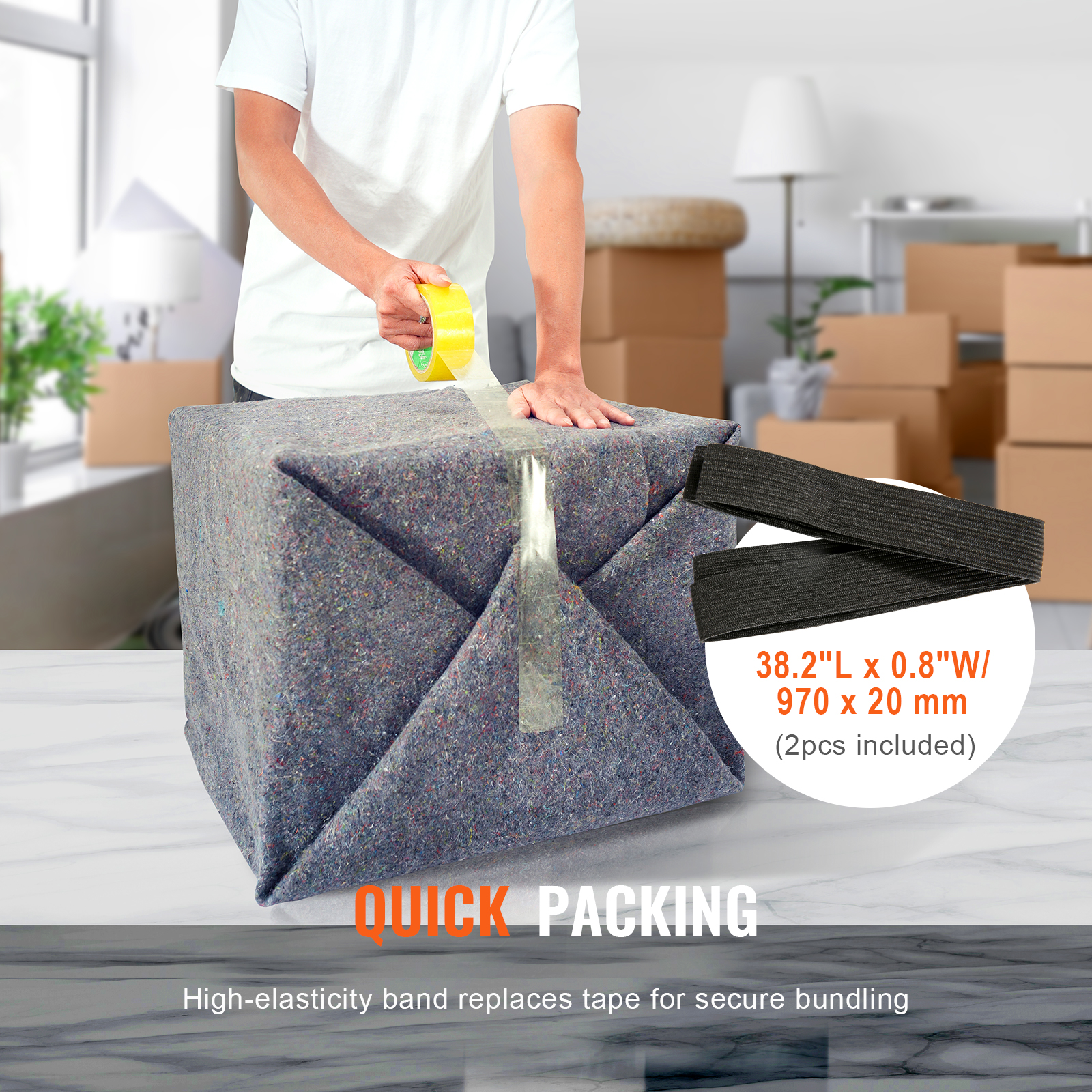 VEVOR Moving Blankets 80"x72", 72"x54" Heavy Duty Packing Furniture Pads