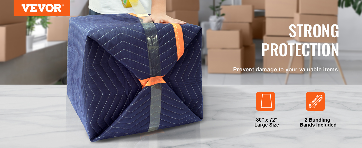 VEVOR 12x Umzugsdecken 2032x1829mm Möbeldecken Vliesstoff + recycelte  Baumwolle Lagerdecken Umzug Packdecken Transport-Decken Möbelpackdecken  Verpackungsdecken zum Schutz für Möbel