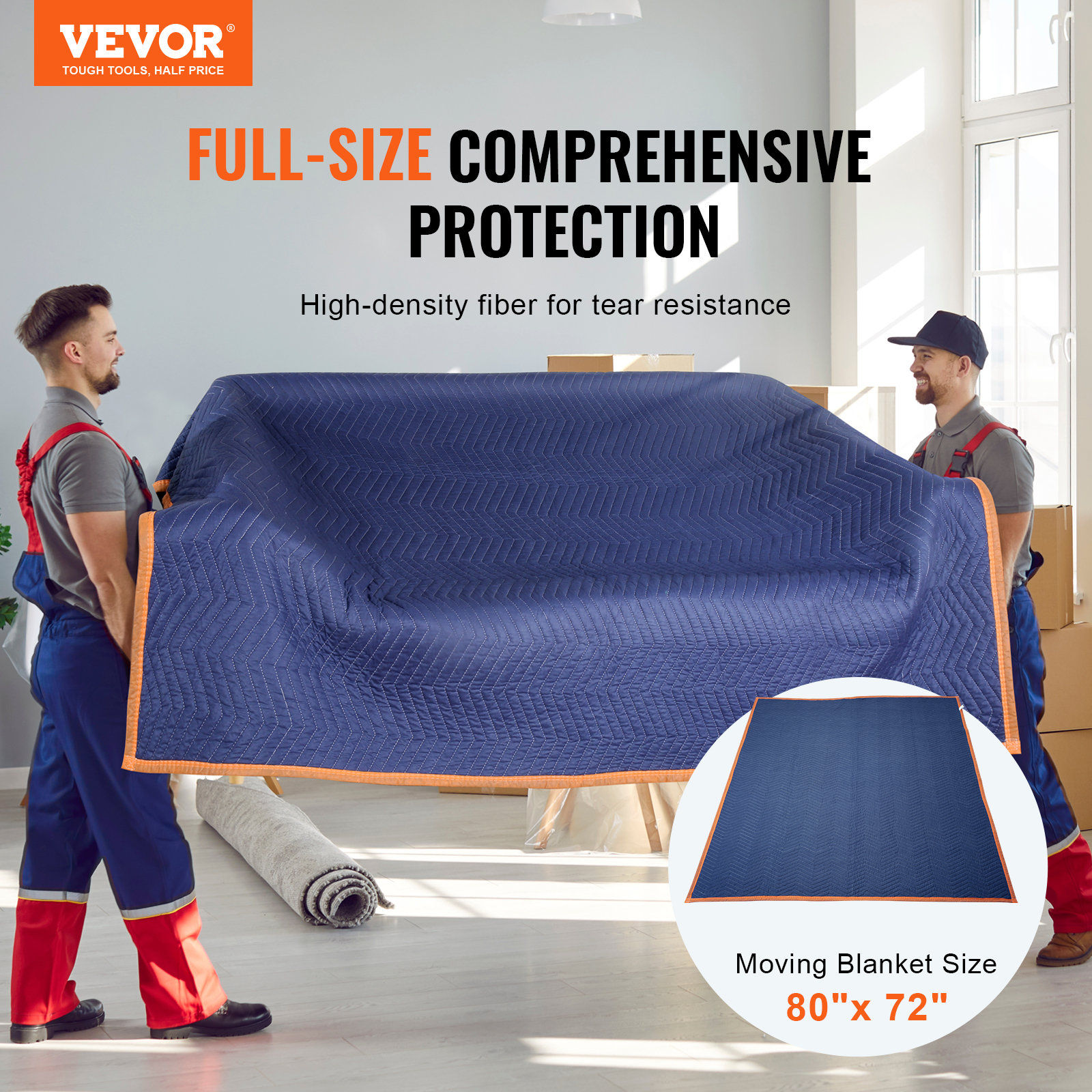 VEVOR Moving Blankets 80"x72", 72"x54" Heavy Duty Packing Furniture Pads