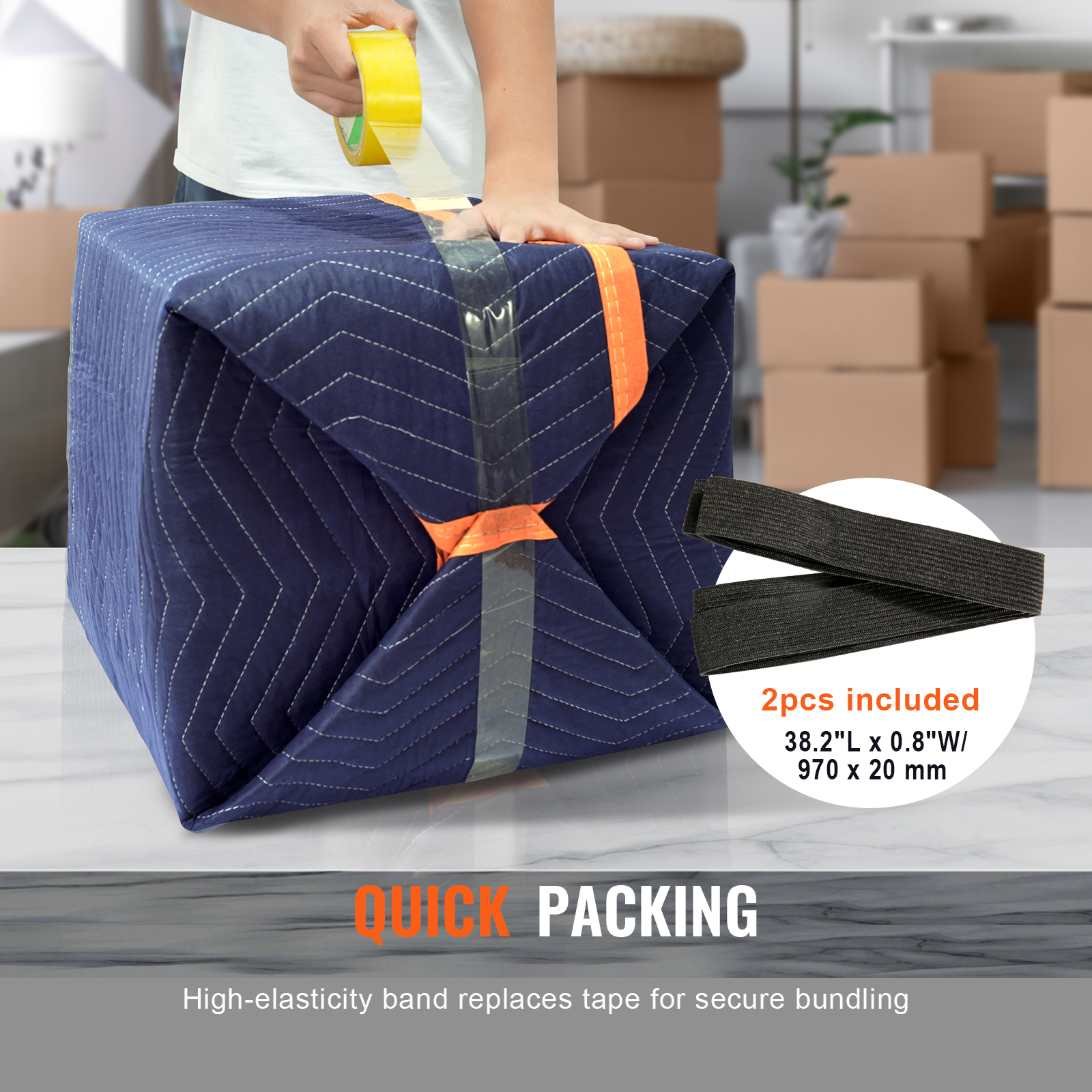 VEVOR Moving Blankets 80"x72", 72"x54" Heavy Duty Packing Furniture Pads