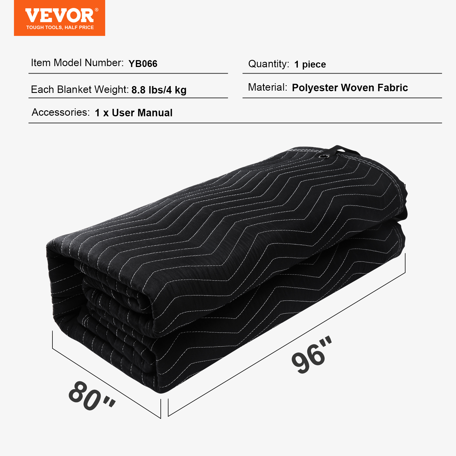 VEVOR Moving Blankets 80"x72", 72"x54" Heavy Duty Packing Furniture Pads