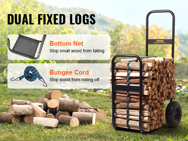 VEVOR 12.7FT Outdoor Firewood Rack with Cover, 152x14.2x46.1in