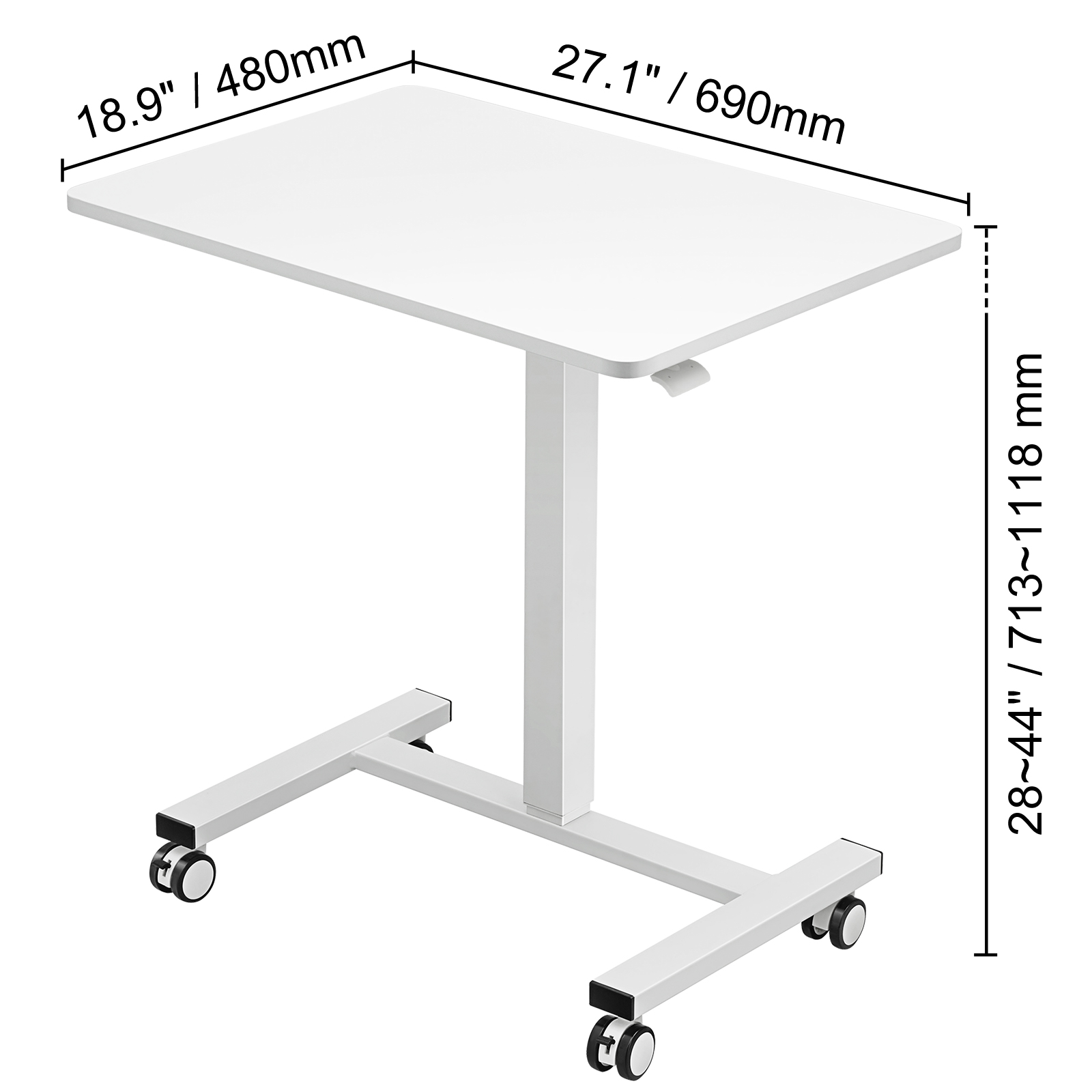 WALKINGDESK Scrivania regolabile in altezza con ruote, 80 x 40 cm, Tavolino Pneumatica per computer portatile, Tavolo mobile per walking pad, PC, Standing Desk per Soggiorno Camera Ufficio, Quercia