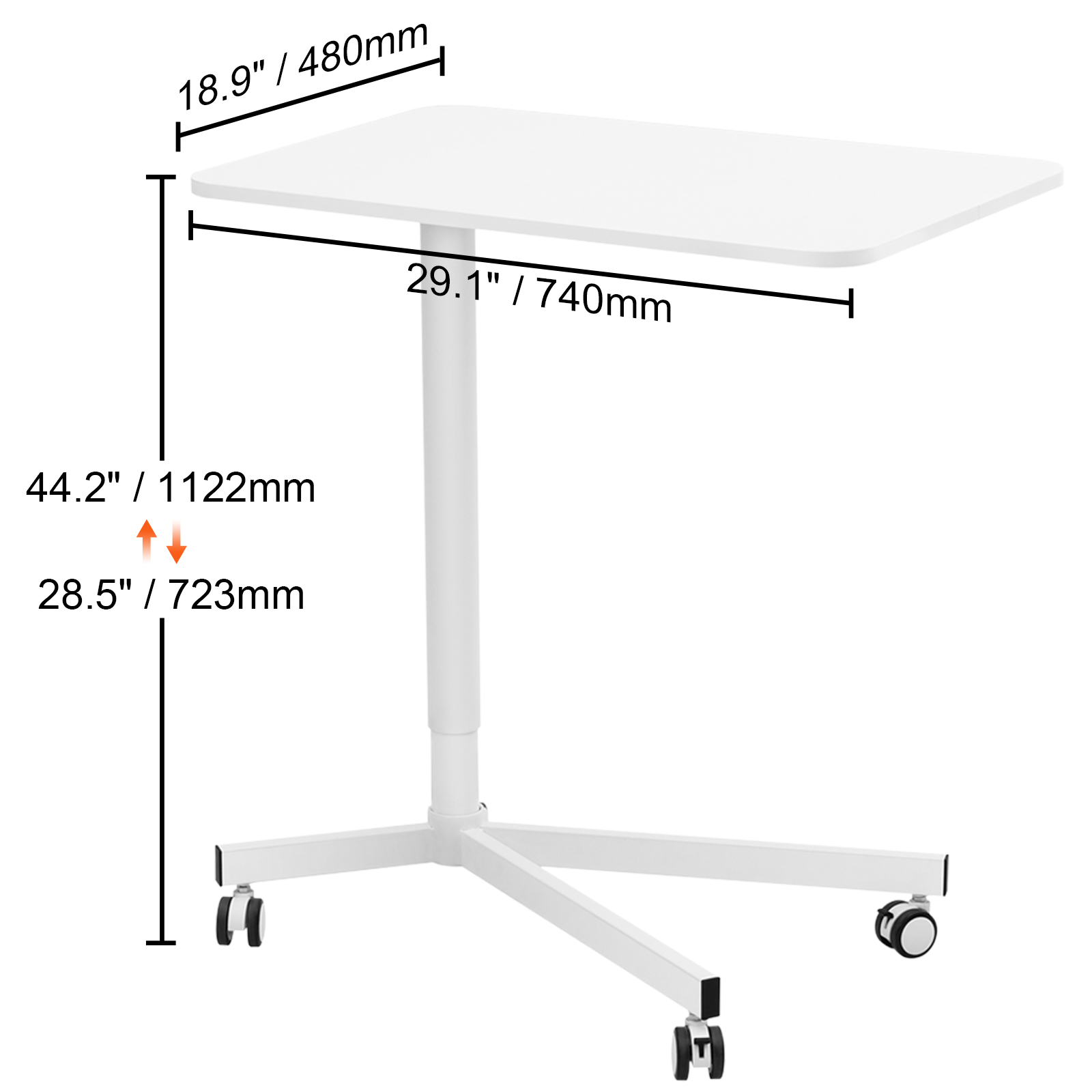 EXSELTMAN Scrivania Salvaspazio con 4 Ruote Girevoli, Tavolino Ausiliario per Computer, 60x40 cm