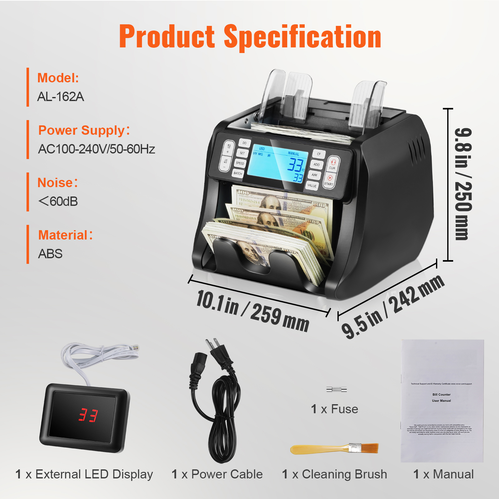 Money Counter Machine Bill Counter with UV MG IR DD Counterfeit Detection - Picture 21 of 38