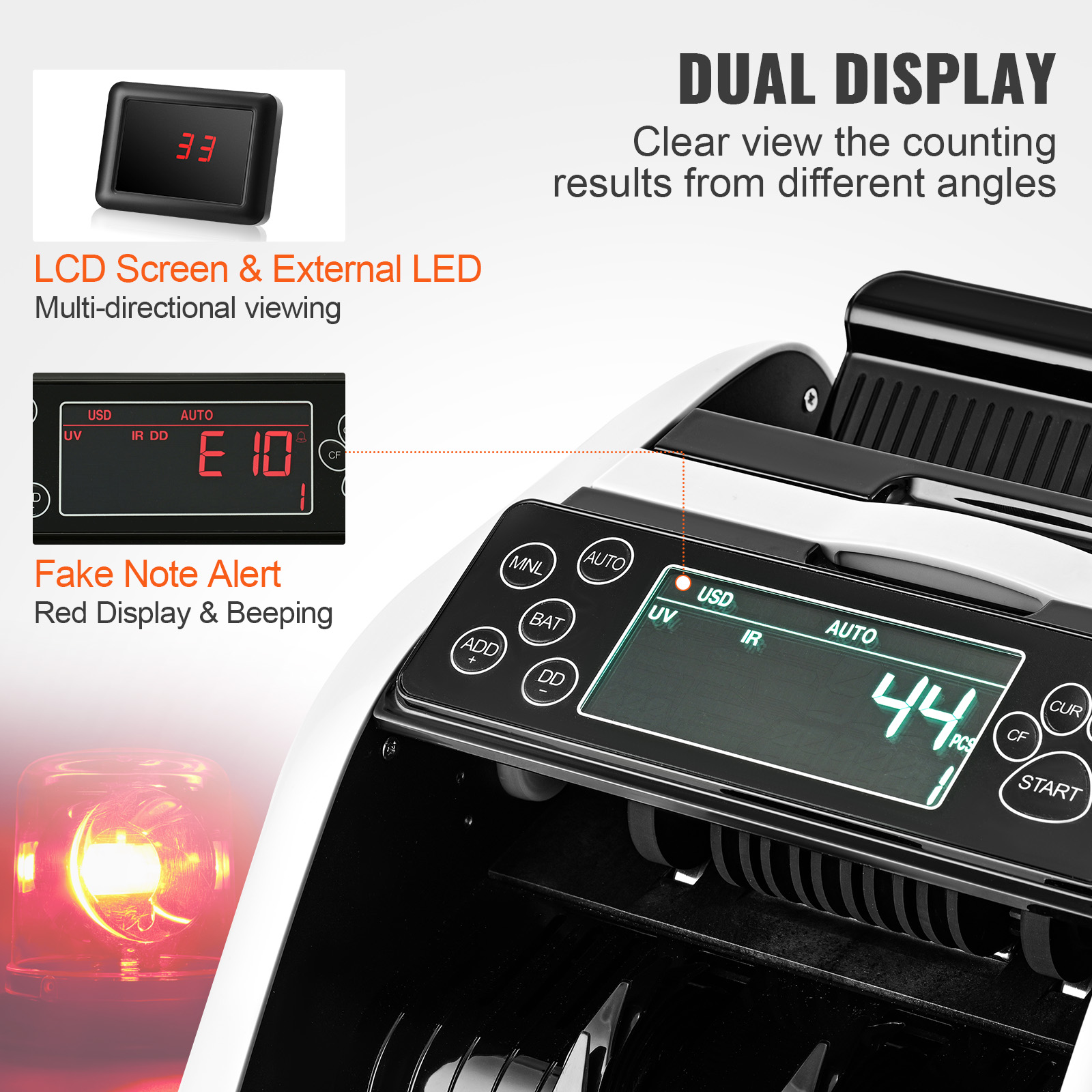Money Counter Machine Bill Counter with UV MG IR DD Counterfeit Detection - Picture 7 of 38