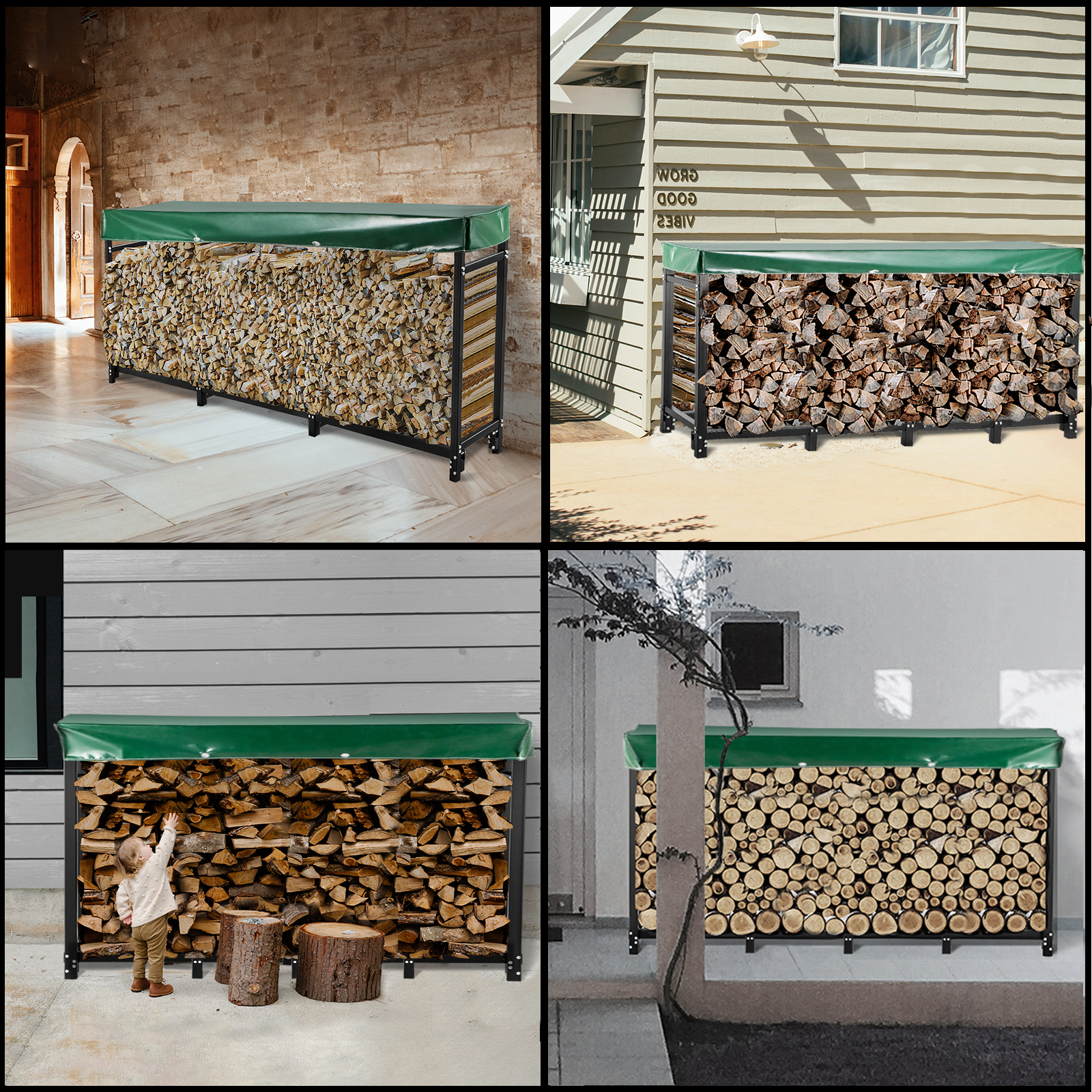 VEVOR VEVOR 4.3FT Outdoor Firewood Rack with Cover, 52x14.2x46.1